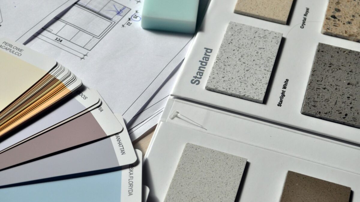 Paint color samples and tile samples