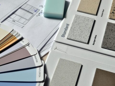 Paint color samples and tile samples